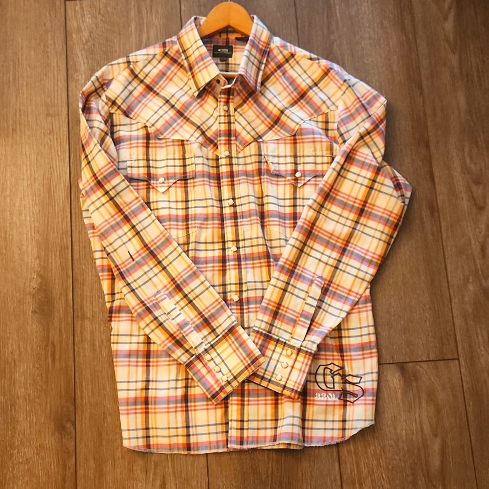 G Star Raw Denim Pearl Button Down Men's Plaid Shirt XXL